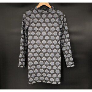 Zara Women's Long Sleeve Open Back Mini Dress L Gray Blue Modern Going Out Party